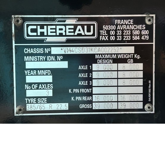 2012 CHEREAU REFRIGERATED TRAILER in Refrigerated (Fridge) Trailers