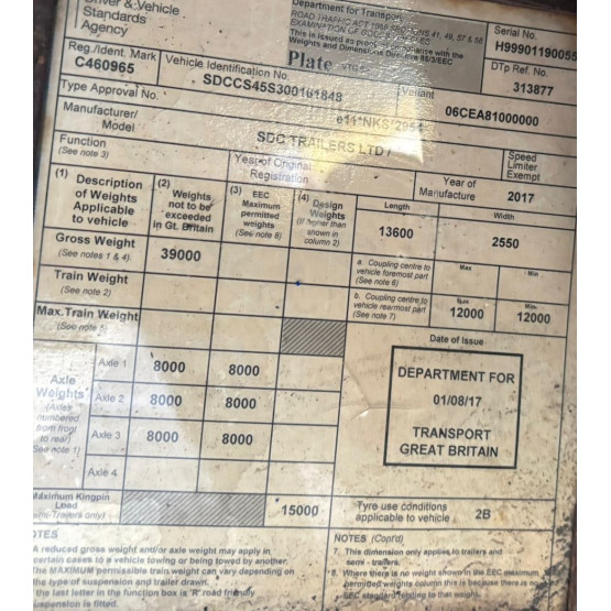 2017 SDC  in Curtain Siders Trailers