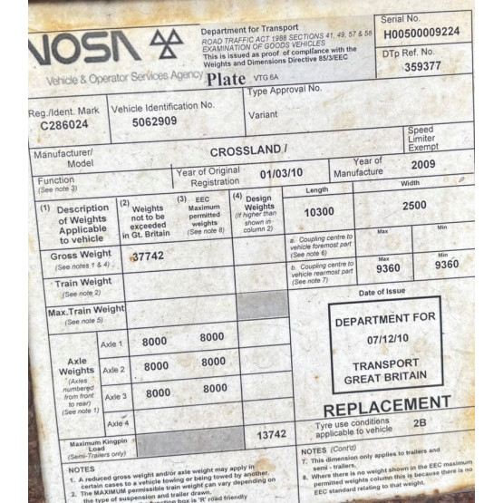 2009 Crossland STAINLESS STEEL WASTE DISPOSAL TANKER in Vacuum Tankers Trailers
