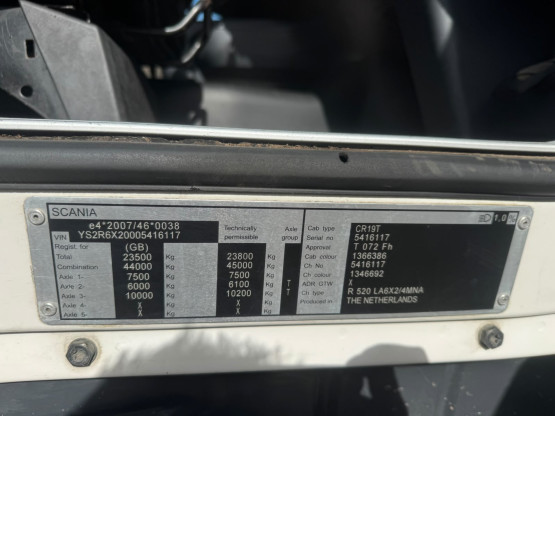 2016 SCANIA R520 TOPLINER V8 in 6x2 Tractor Units