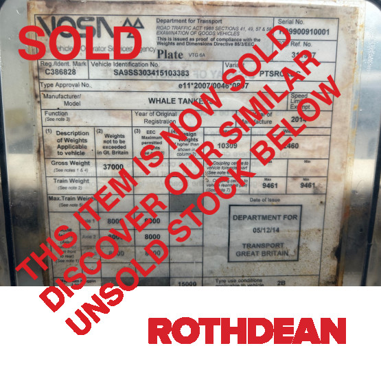 2015 WHALE TANKERS VACUUM TANKER in Vacuum Tankers Trailers