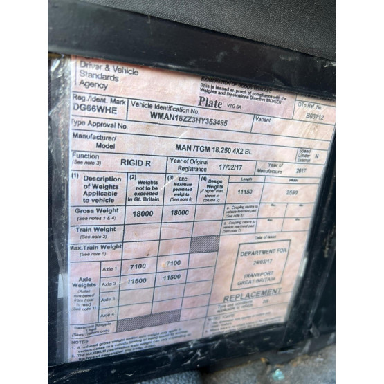 2017 MAN TGM 18.250 in Curtain Siders Rigid Vehicles