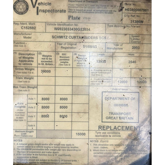 2003 SCHMITZ MOVING FLOOR in Ejector & Moving Floor Trailers