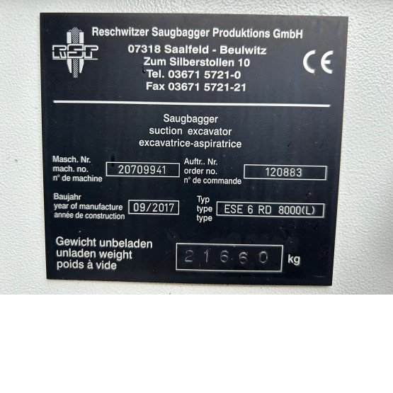 2017 MERCEDES RSP VACUUM EXCAVATOR ESE 6RD 8000L in Gulley Suckers and Jetters