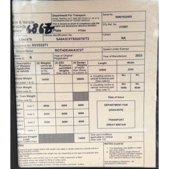 2025 ROTHDEAN VAC TANK in Vacuum Tankers Trailers
