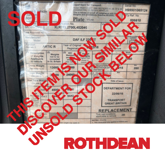 2016 DAF LF220 in 4x2 Tractor Units